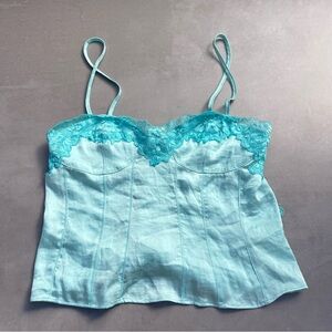 Free People Aqua Blue Lace Cami